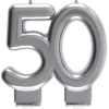 Sølv Kagelys - Metallisk Fødselsdagslys 50 År