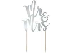 Sølv Kage Topper - Mr & Mrs