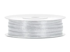 Sølv Satinbånd, 50M X 3mm