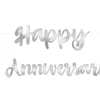 Sølv Skråskrift "Happy Anniversary" Banner, 182cm