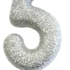 Sølv Tal Kagelys m/Glitter 6.5 cm - 5 Tal