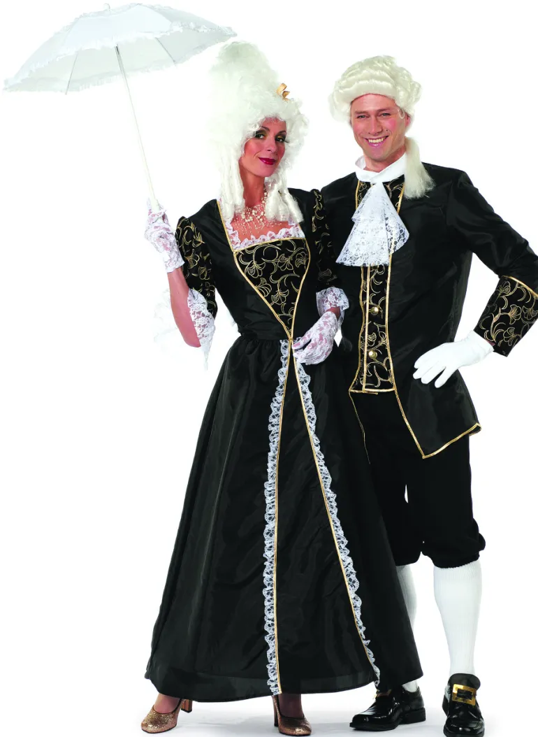 Sort barok kostume, dame
