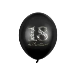 Sorte balloner med 18 tallet (30cm.)
