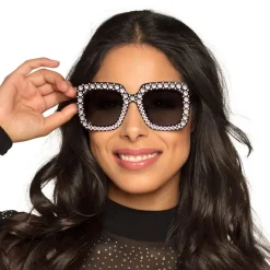 Sorte Firkantet Bling Bling Briller