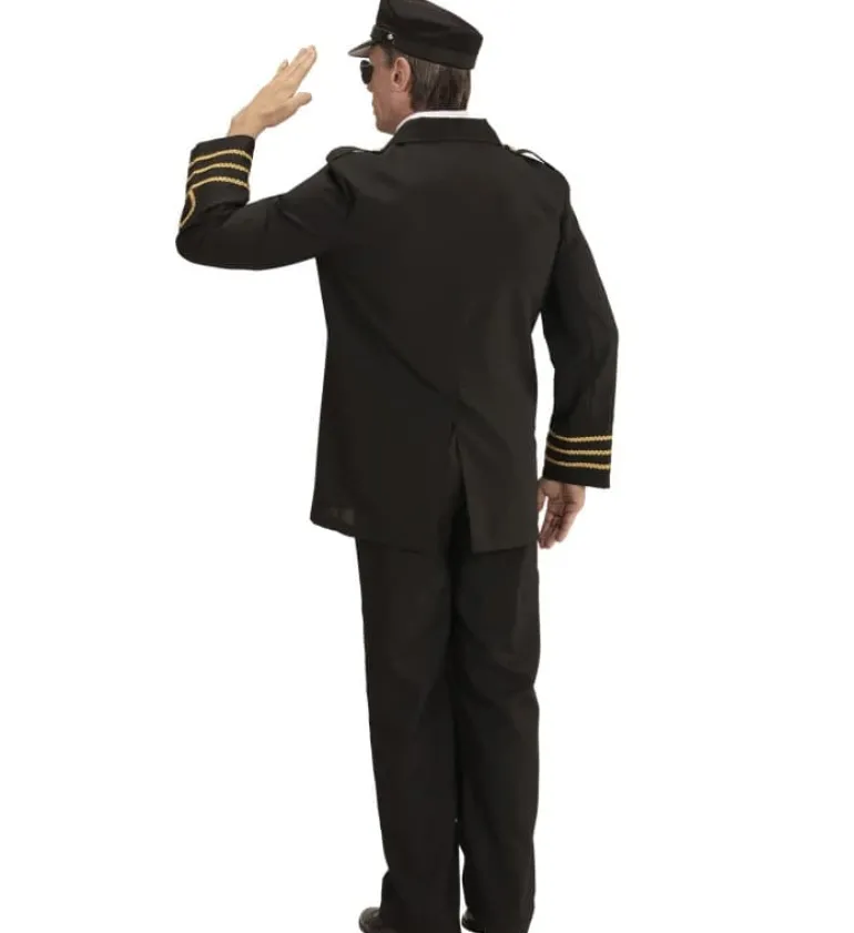 Sort Herre Skibsofficer Uniform, Voksen