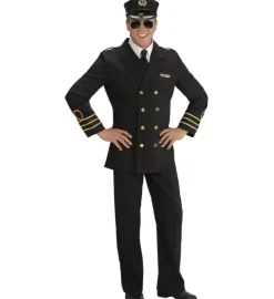 Sort Herre Skibsofficer Uniform, Voksen