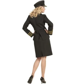 Sort Kvindelig Skibsofficer Uniform, Voksen