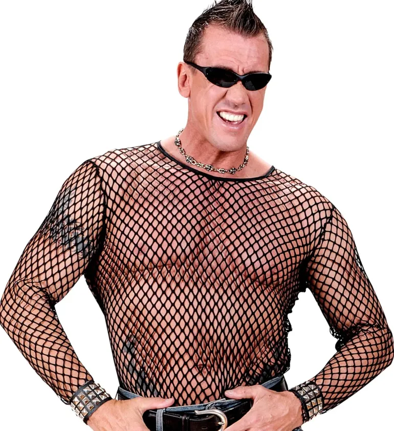 Sort Punker Netbluse til Mænd