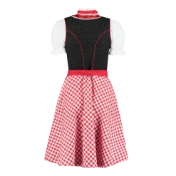 Sort & Rød Dirndl i 100% Bomuld, 3 Dele