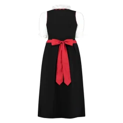 Sort & Rød Dirndl i 100% Bomuld, Lang Model i 3 dele