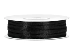Sort Satinbånd, 50M X 3mm