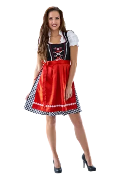 Sortternet Dirndl i 100% Bomuld, m/løs Skjorte
