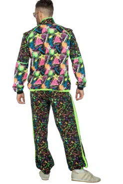 Sort Tracksuit m/Grafisk Neon Print