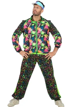 Sort Tracksuit m/Grafisk Neon Print