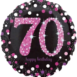 Sparkling Pink Folie Ballon - 70 År