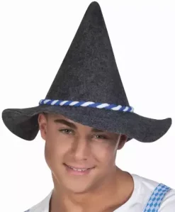 Spids Grå Tyrolerhat m/Blåt Bånd