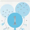 1st Birthday Lyseblå-Ternet Papirposer, 8 stk.