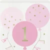 1st Birthday Lyserød-Ternet Papirposer, 8 stk.