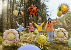 Stående Blomst Ballon Lyserød - Airwalker