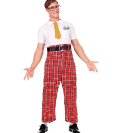 Stereotypisk Kikset Nørd Kostume m/Ternet Overalls