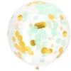 Stor Konfetti Ballon Med Guld & Mint, 1 stk.