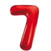 Stor Rød Folie Tal Ballon (88cm.) - 7 Tal