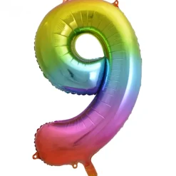 Stor Regnbue Folie Tal Ballon (88cm.) - 9 Tal