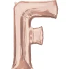 Stor Rosegold Folie Ballon - Bogstav ''F''