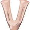 Stor Rosegold Folie Ballon - Bogstav ''V''