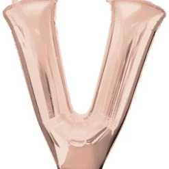 Stor Rosegold Folie Ballon - Bogstav ''V''