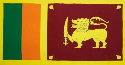 Stort Sri Lanka Stof Flag, 90 x 150 cm