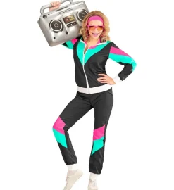 80's Tracksuit - Sort m/Turkis & Pink