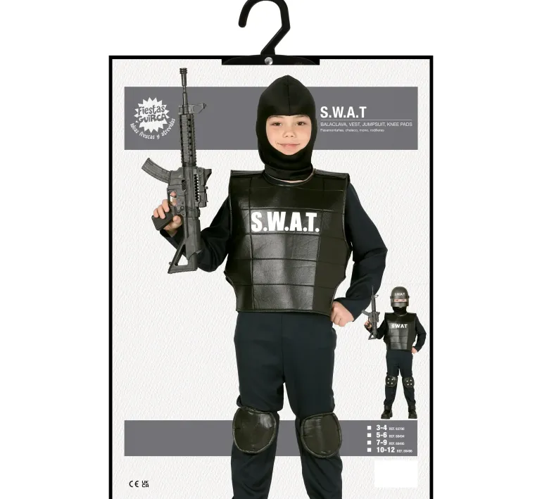SWAT Kostumer - Politi Kostume Til Drenge I 4 Dele ( 3 - 12 år)
