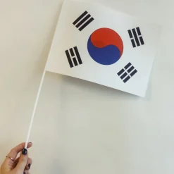 Sydkoreansk Papirflag på Pind, 27 x 20 cm