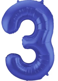 Tal Shape Folieballon "Mat Blå" 86 cm - 3 Tal