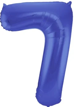 Tal Shape Folieballon "Mat Blå" 86 cm - 7 Tal