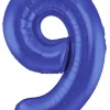 Tal Shape Folieballon "Mat Blå" 86 cm - 9 Tal