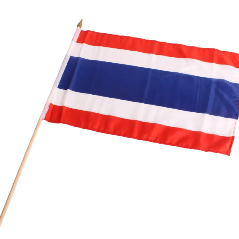 Thailandsk Stofflag På Pind, 30 x 45cm
