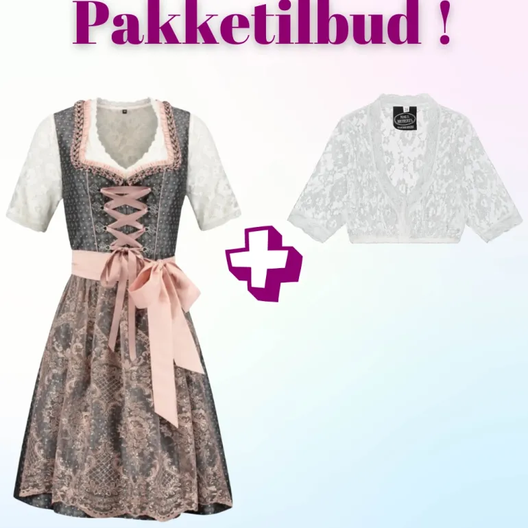 Tilbudspakke! Luksus Autentisk Tyrolerkjole med blondebluse