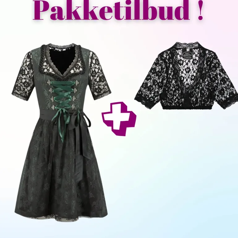 Tilbudspakke! Luksus Autentisk Tyrolerkjole med blondebluse