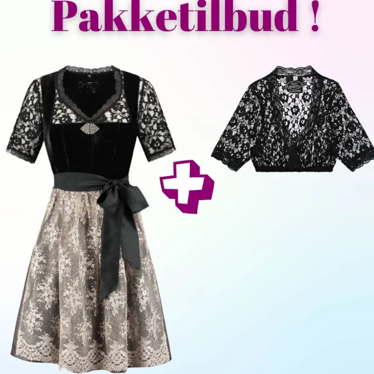 Tilbudspakke! Luksus Autentisk Tyrolerkjole med blondebluse