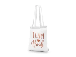 Tote Bag - Team Bride, Hvid, 39 X 42 cm