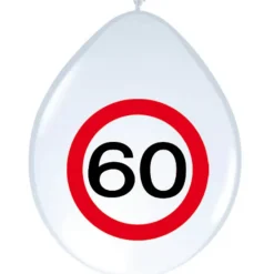 Trafikskilt 60 Års Fødseldags Balloner (30cm.)