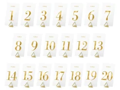 Transparente Bordnumre med Guld Skrift, 1-20