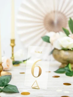 Transparente Bordnumre med Guld Skrift, 1-20