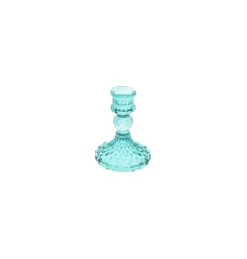 Turkis Glas Lysestageholder, 10.5 cm