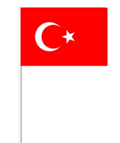 Tyrkisk Papirflag på Pind, 27 x 20 cm