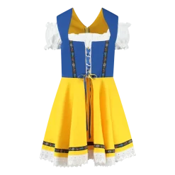 Tyrolerkjole Blå & Gul - Dirndl I Bomuldsmix
