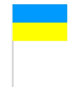 Ukrainsk Papirflag på Pind, 27 x 20 cm