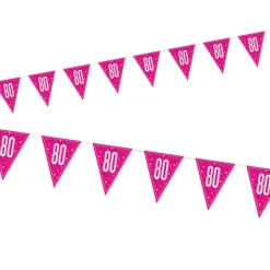 Vimpelguirlande - Pink Glitz Fødselsdag, 80 År